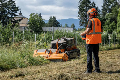 FAE introduces the PMM/RCU75 swinging hammer mulcher for the FAE RCU75 remote controlled tracked carrier.